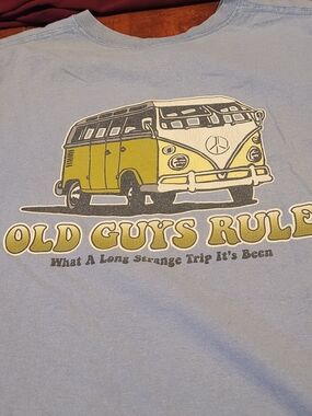 Old Guys Rule Graphic Tee - Light Blue with Yellow VW  Van 2XXL